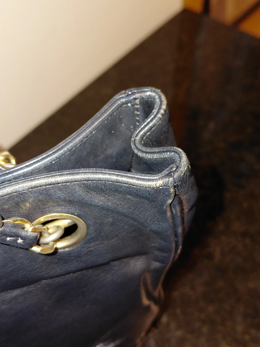 CHANEL Black Matelasse Chain Coco Mark Lambskin Leather GVC!